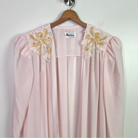 Vintage 80s Patra Sheer Pink Open Robe - Picture 3 of 11